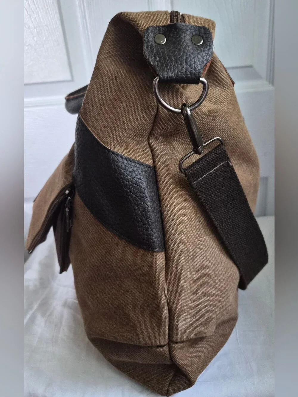 Modern+Chic Kinsley Canvas Hobo Bag Tote Brown Coffee Crossbody
